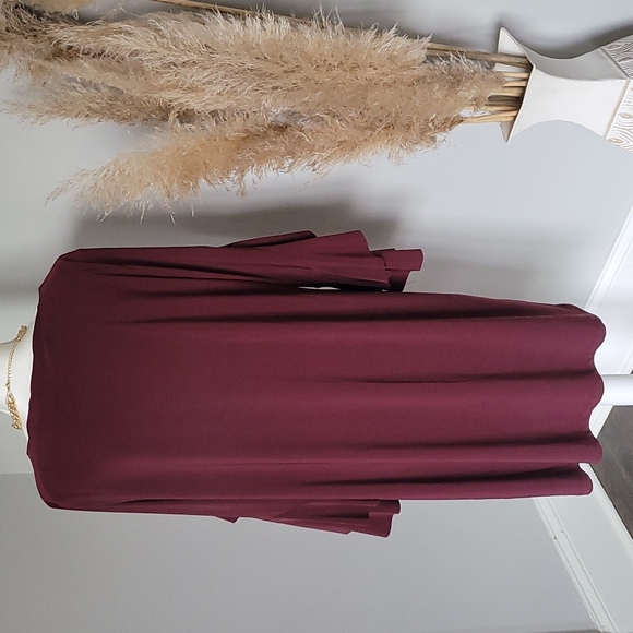 C est 1946 burgundy dress with ruffled sleeves size XL - Picture 3 of 5